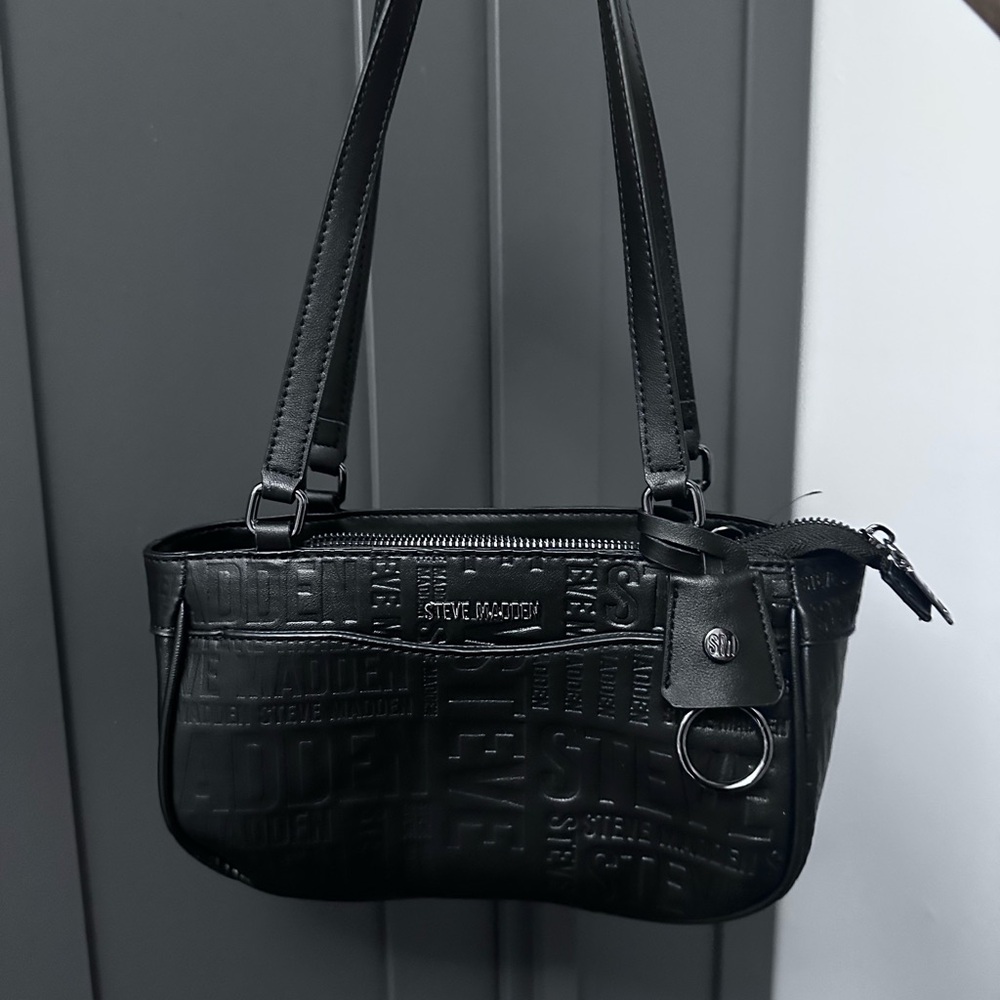 Steve Madden Black Embossed Shoulder Bag